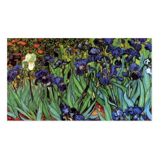 Van Gogh Irises, Vintage Post Impressionism Art Business Card Templates (back side)