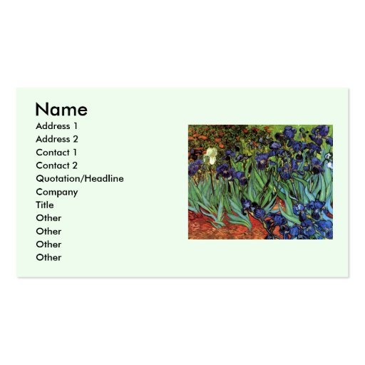 Van Gogh Irises, Vintage Post Impressionism Art Business Card Templates