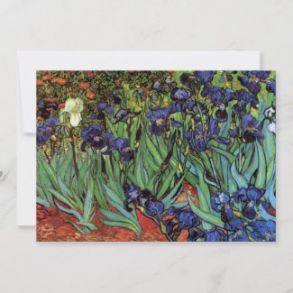 Van Gogh Irises, Vintage Post Impressionism Art Invitation