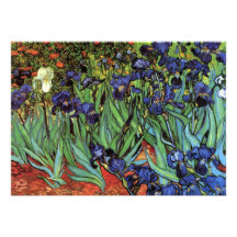 Van Gogh Irises, Vintage Post Impressionism Art Invitation