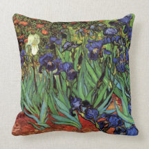 Van Gogh Irises, Vintage Post Impressionism Art Throw Pillow
