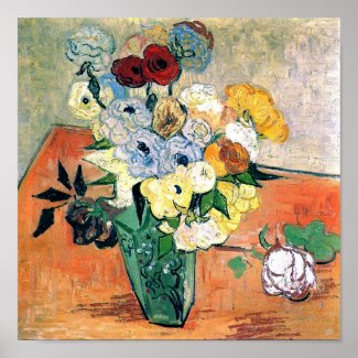 Van Gogh Japanese Vase, Roses, Anemones zazzle_print