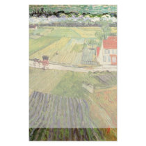 Van Gogh Landscape w Carriage, Train in Background Stationery