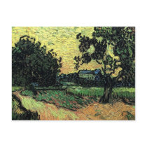 Van Gogh Landscape w Chateau of Auvers at Sunset Postcard