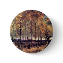 Van Gogh Lane With Poplars Button by ArtLoversCafe Van Gogh Lane With Poplars Button