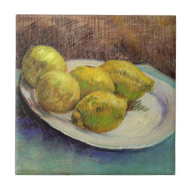 Van Gogh Lemons on a Plate, Vintage Still Life Art Ceramic Tiles