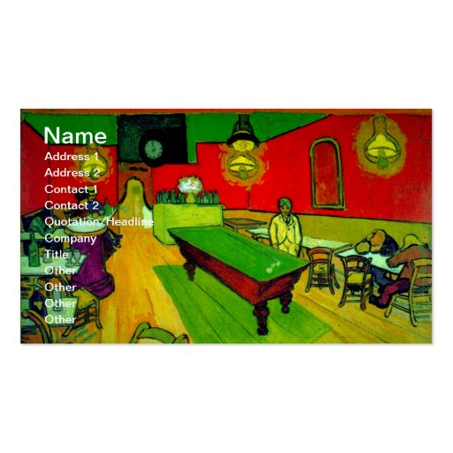Van Gogh Night Cafe Place Lamartine (F463) Business Cards (front side)