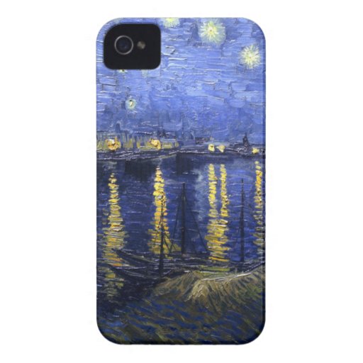 Van Gogh: Noche estrellada sobre el Rhone iPhone 4 Case-Mate Protectores