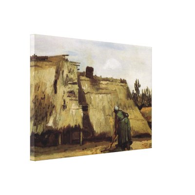 Van Gogh; Peasant Woman Digging, Front of Cottage Gallery Wrap Canvas Zazzle_wrappedcanvas