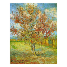 Van Gogh Pink Peach Tree in Blossom, Vintage Art Custom Invitation
