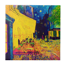 Van Gogh Pop Art Cafe Terrace At Night Ceramic Tile