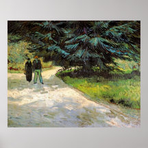 Van Gogh; Public Garden w Couple and Blue Fir Tree Posters