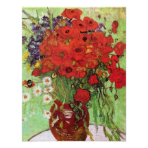 Van Gogh Red Poppies and Daisies Invitations