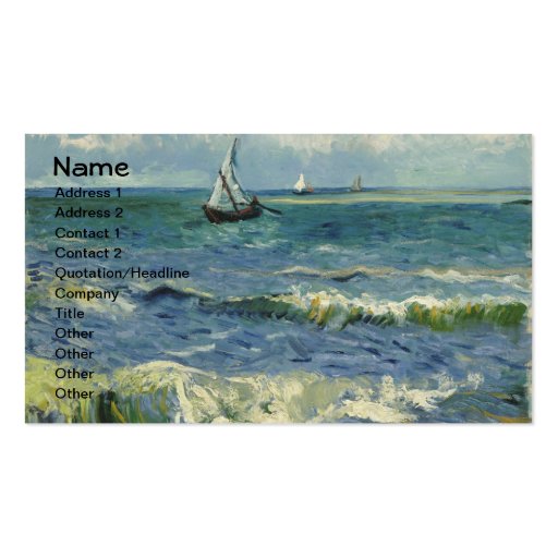 Van Gogh Seascape at Saintes-Maries  (F415) Business Card Templates (front side)