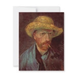 Van Gogh; Self Portrait with Straw Hat and Pipe Personalized Announcement