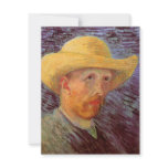 Van Gogh; Self Portrait with Straw Hat Invitation