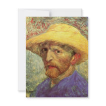 Van Gogh; Self Portrait with Straw Hat Personalized Invitation