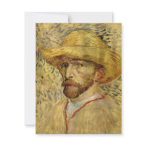 Van Gogh; Self Portrait with Straw Hat Personalized Announcements