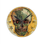 Van Gogh Skull, Vintage Impressionism Still Life Round Wallclocks