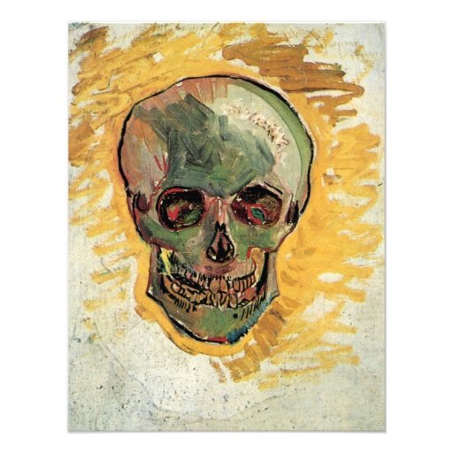 Van Gogh Skull, Vintage Impressionism Still Life Custom Invite
