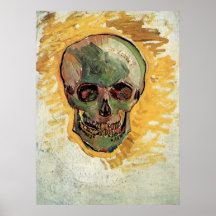 Van Gogh Skull, Vintage Impressionism Still Life Print