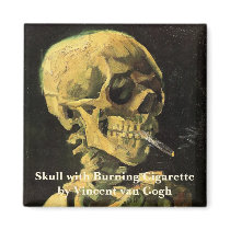 Van Gogh; Skull with Burning Cigarette Magnet