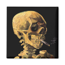 Van Gogh Skull With Burning Cigarette Magnet