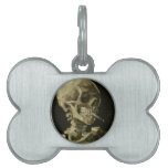 Van Gogh - Skull with Burning Cigarette Pet Name Tags