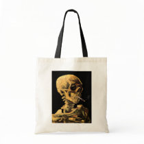 Van Gogh Skull With Burning Cigarette Tote Bag