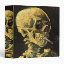 Van Gogh Skull with Burning Cigarette, Vintage Art 3 Ring Binders