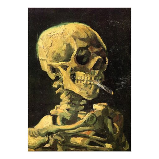 Van Gogh Skull with Burning Cigarette, Vintage Art Personalized Announcement