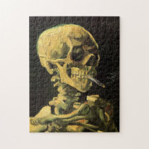 Van Gogh Skull with Burning Cigarette, Vintage Art Jigsaw Puzzles