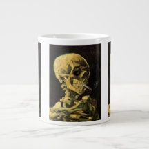 Van Gogh Skull with Burning Cigarette, Vintage Art Extra Large Mug