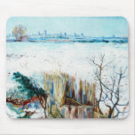 Van Gogh Snowy Landscape w Arles in the Background Mouse Pads
