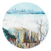 Van Gogh Snowy Landscape w Arles in the Background Sticker