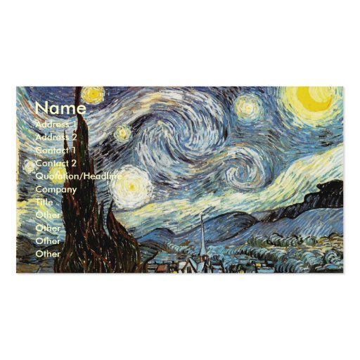 Van Gogh Starry Night (F612) Vintage Fine Art Business Cards (front side)
