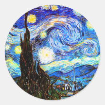 Van Gogh Starry Night (F612) Vintage Fine Art Round Stickers