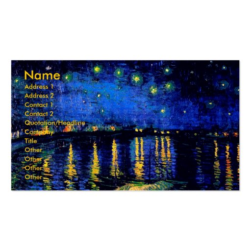 Van Gogh Starry Night Over Rhone (F474) Fine Art Business Card Templates (front side)