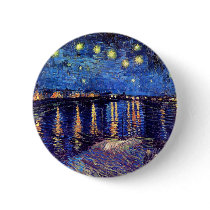 Van Gogh Starry Night Over The Rhone Button by ArtLoversCafe Van Gogh Starry Night Over The Rhone Button