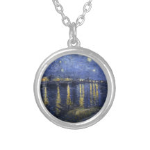 Van Gogh Starry Night Over The Rhone Personalized Necklace