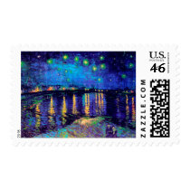 Van Gogh Starry Night over the Rhone Postage Stamp