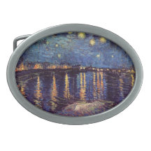 Van Gogh; Starry Night Over the Rhone, Vintage Art Belt Buckle