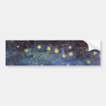 Van Gogh; Starry Night Over the Rhone, Vintage Art Bumper Sticker