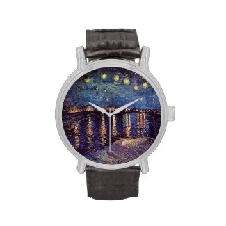 Van Gogh; Starry Night Over the Rhone, Vintage Art Wrist Watches