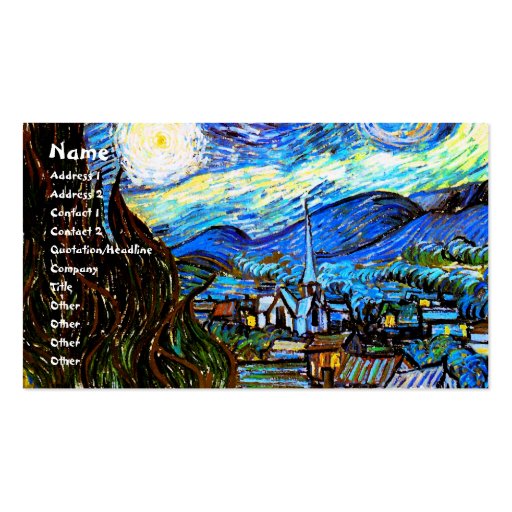 Van Gogh Starry Night Vintage Fine Art Business Card Template (front side)