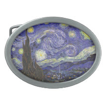 Van Gogh Starry Night, Vintage Post Impressionism Belt Buckle