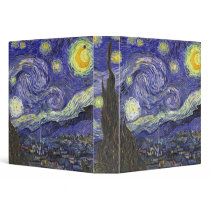 Van Gogh Starry Night, Vintage Post Impressionism 3 Ring Binders