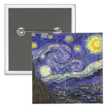 Van Gogh Starry Night, Vintage Post Impressionism Pin