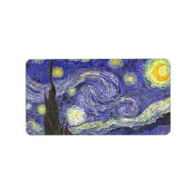 Van Gogh Starry Night, Vintage Post Impressionism Labels