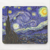 Van Gogh Starry Night, Vintage Post Impressionism Mouse Pads